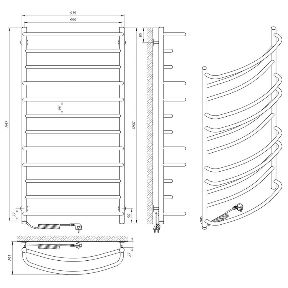 Электрический полотенцесушитель Laris Евромикс П12 600Х1200 Э левое подключ. Киев - изображение 8