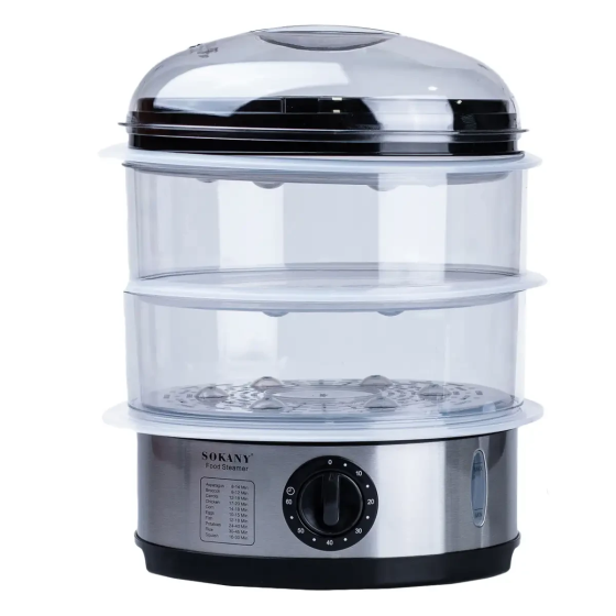 Пароварка електрична трирівнева 650 Вт 11 л з таймером і захистом від перегріву Sokany SK-07018 Коломыя