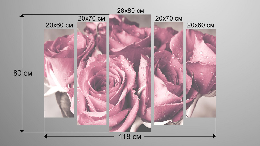 Модульна картина Рожевий Букет Art-113_5 Київ - фото 3