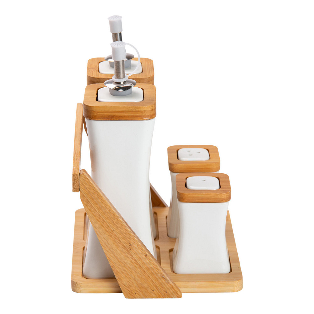 Набір для спецій порцелянаовий 4 предмети на бамбуковій підставці HP-1221 Київ - фото 3