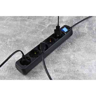 Сетевой фильтр питания 2E 5xSchuko, 3м black (2E-U05ESM3BK) Винница