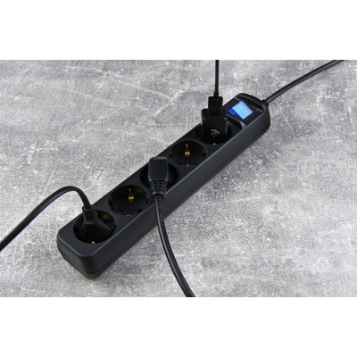 Сетевой фильтр питания 2E 5xSchuko, 3м black (2E-U05ESM3BK) Винница - изображение 5