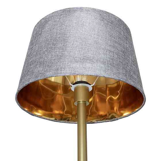 Торшер MSK Electric с серым плафоном из ткани под лампу  Е27 с золотым основанием NL 3621 GD+GR Одесса