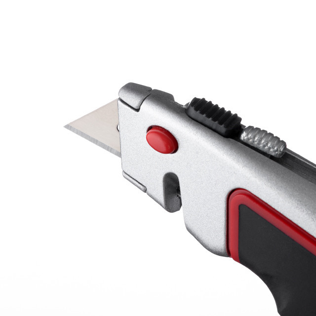 Ніж трапецієподібний, 60×19 мм, з висувним лезом, металевий корпус, прогумована рукоятка INTERTOOL HT-0516 Киев - изображение 6