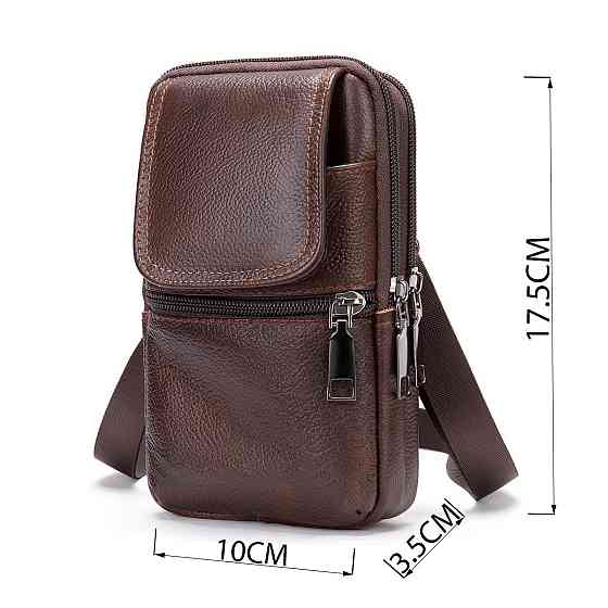 Сумка-барсетка на ремінь брюк шкіряна Vintage 20352 Коричнева Київ