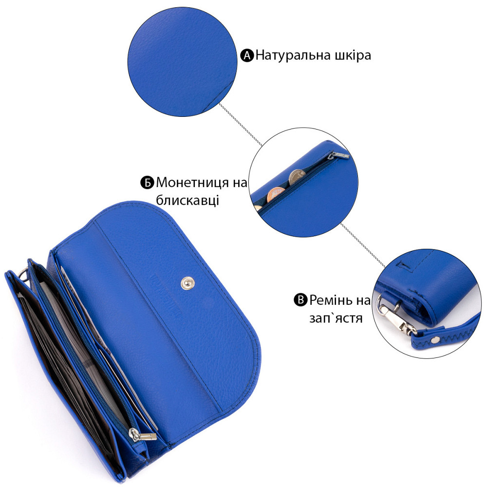 Клатч зі шкіри жіночий Синій (ST Leather) Київ - фото 8