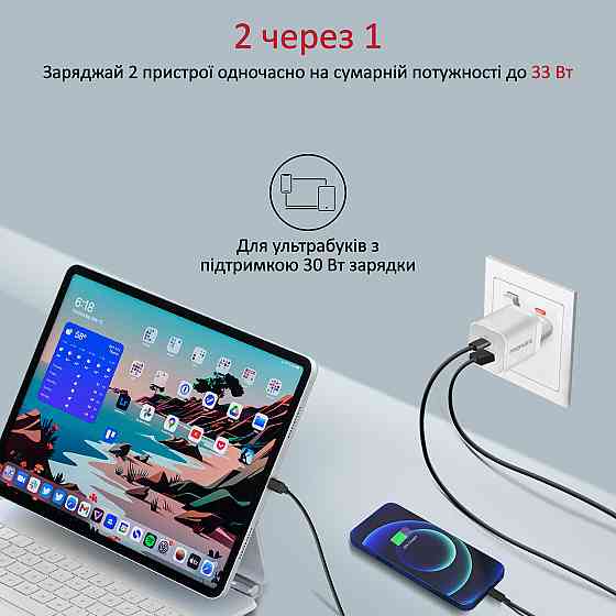 Зарядний пристрій Promate powerport-33.white ( Білий ) Харків
