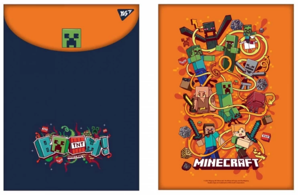Папка-конверт на кнопці А4 "Yes" Minecraft вертикальна пластик, 492079, шт Київ - фото 1