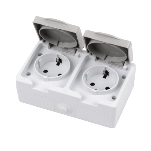 754 білий Розетка зовнішня 2-а з кришкою IP54 Лезард Житомир