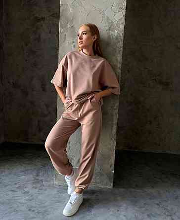 Жіночий повсякденний костюм двійка футболка і штани Какао 46/48 Харків