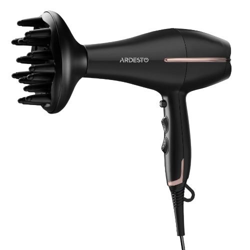 Фен для волосся + дифузор 1850-2200W (2 швидкості/3 темпер.режими) чорний/золотий HD-Y220PRO Ardesto Житомир - изображение 1