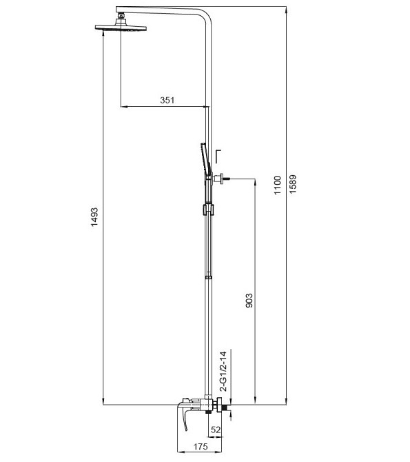 Душова колонна з водоспадним змішувачем Koer KB-58007-05, чорний колір (KR3463) Харків - фото 8