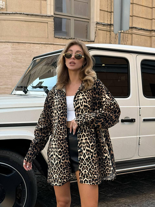 Жіноча леопардова оверсайз сорочка з джинсу Одеса - фото 1