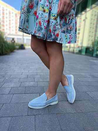 Лоферы женские KATI SHOES голубые натуральная замша демисезонные 36-40 (141) Коломия