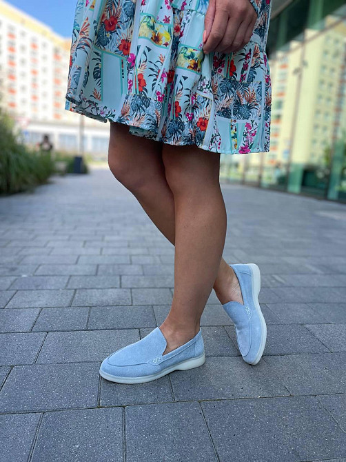 Лоферы женские KATI SHOES голубые натуральная замша демисезонные 36-40 (141) Коломия - фото 6