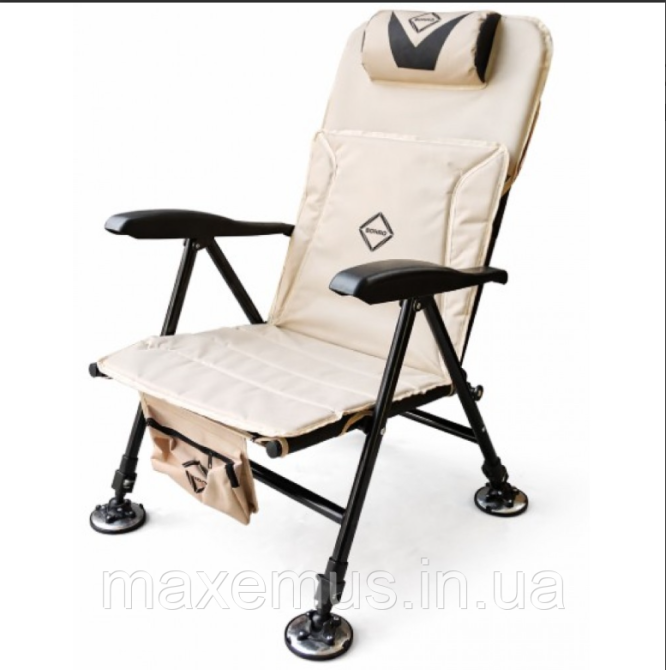 Кресло карповое рыболовное раскладное с телескопическими ножками Bonro B-115 Бежевое (до 150 кг) Мостиска - изображение 2