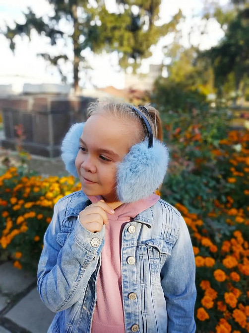 Наушники меховые детские из кролика Голубой Харьков - изображение 1