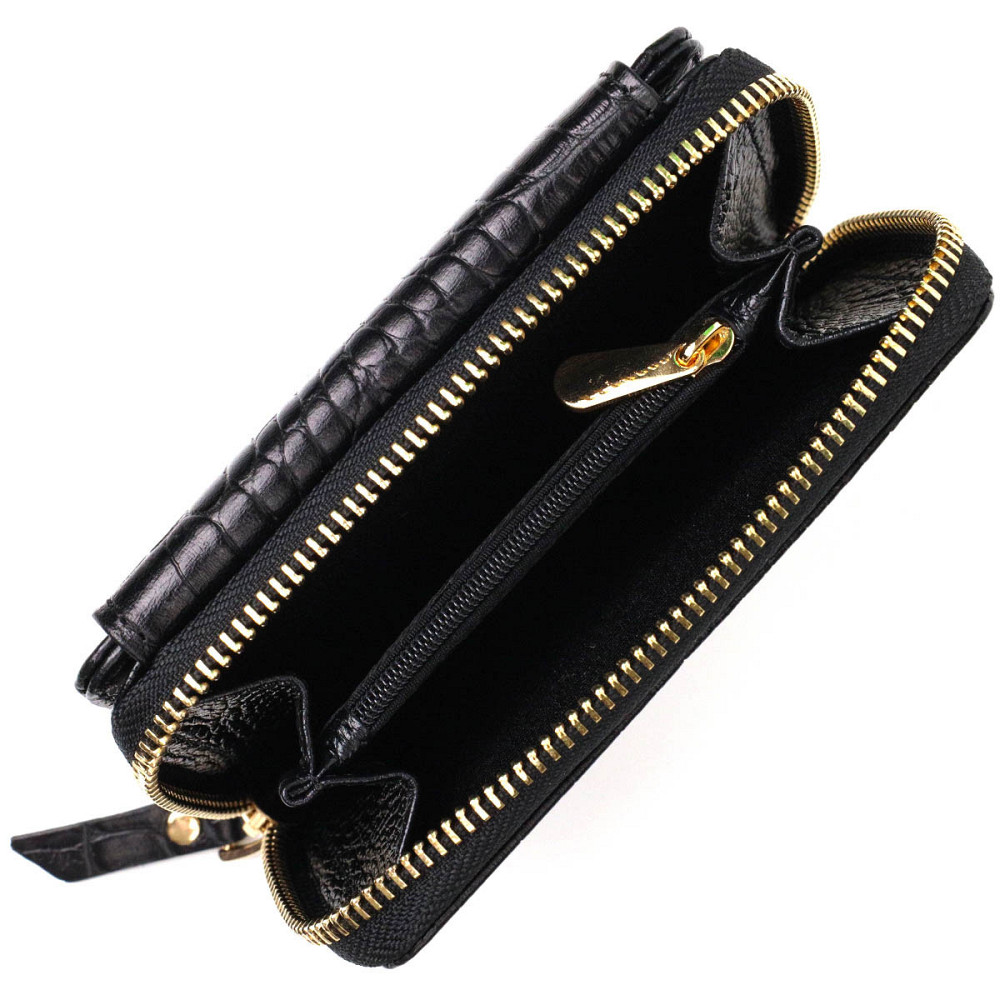 Компактный женский кошелек с вместительной монетницей на молнии из натуральной кожи Tony Bellucci 22014 Черный Киев - изображение 4