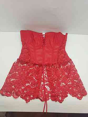 Корсет червоний жіночий латекс з мереживом Луцьк