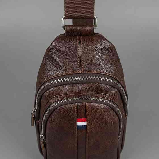 Коричневая мужская сумка на грудь (слинг) Leather Collection (696) Киев