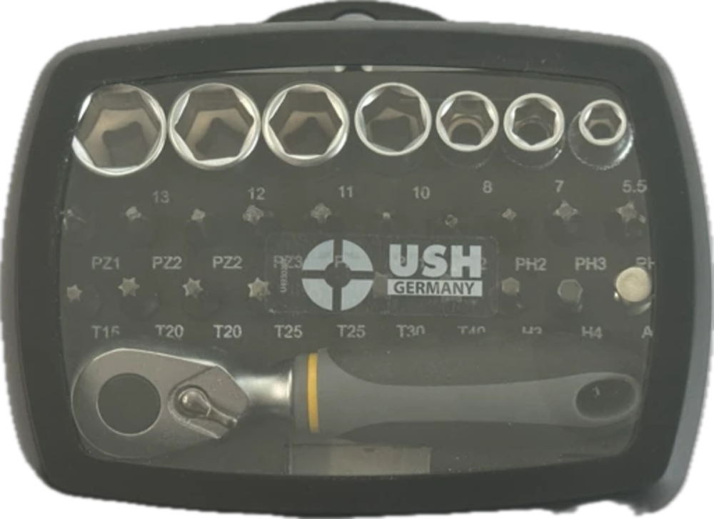 Набор насадок и головок USH: с держателем и трещоткой, PH-PZ-T-HEX-, головки М5-13, 28 эл Одесса - изображение 1