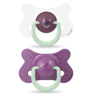Пустышка Suavinex Фиолетовый котенок 18 мес. 2 шт ночная (307013) Винница - изображение 1