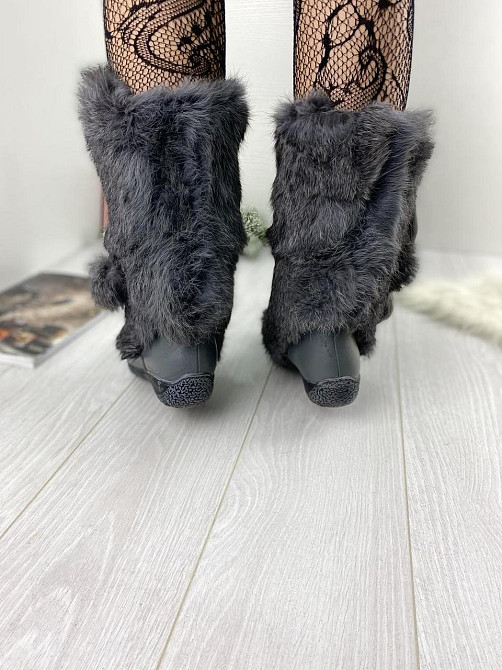 TopS Унти жіночі TopS сірі натуральна шкіра хутро висота 26см обхват 32-33см розмір 39р. (КР-65 Коломыя - изображение 4