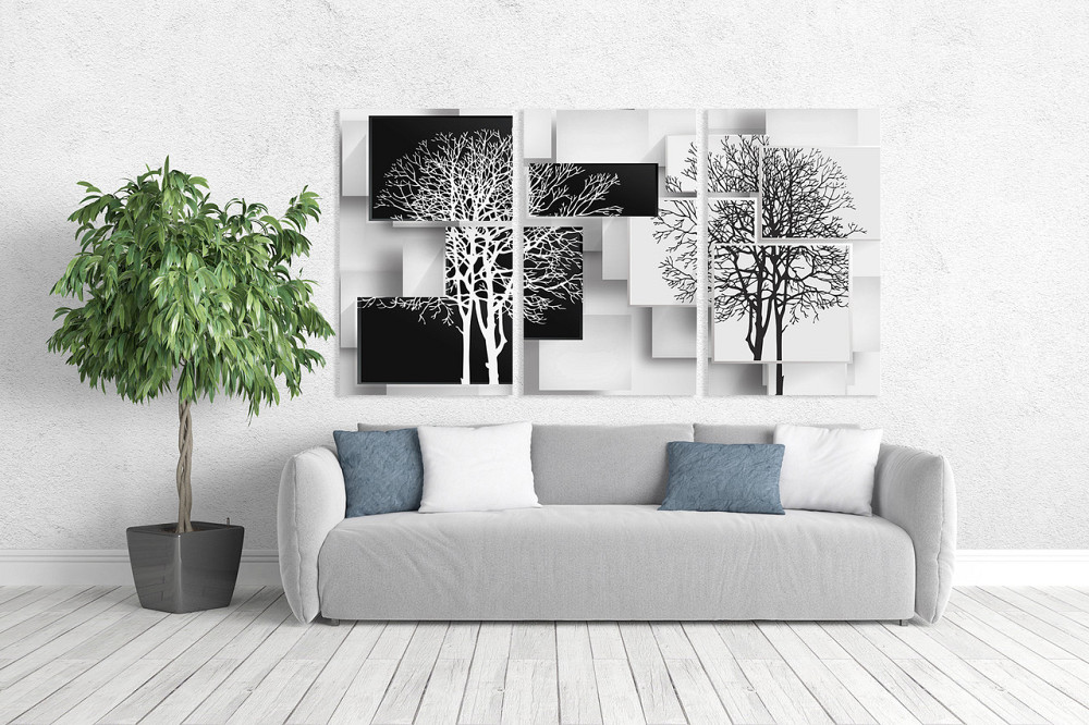 Модульная картина в гостиную / спальню  Чорне-Біле   ART-062_3A 70х130 см Киев - изображение 2
