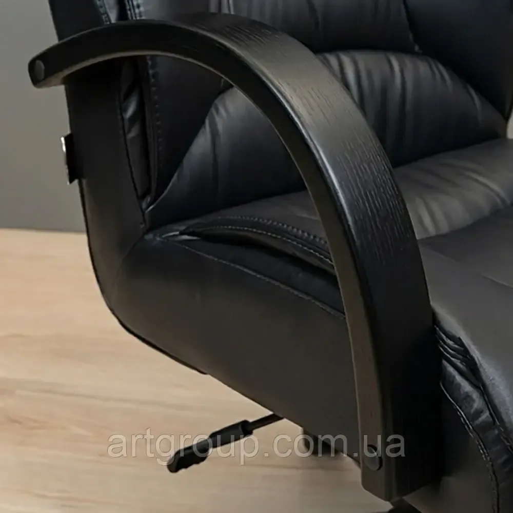 Офисное Кресло Руководителя Magistr Кожа Комбо Lux Wood М2 AnyFix Черный Днепр - изображение 4