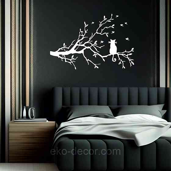 Декоративное настенное Панно «Кот на ветке», Декор на стену 90*59 см, Белый Киев