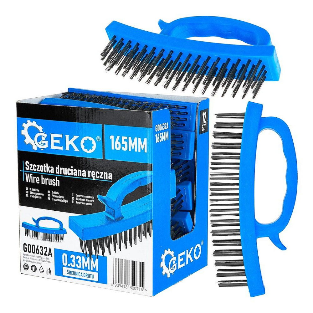 Ручна щітка дротяна "GeKo" 165 мм зі сталевих дротиків з пластиковою ручкою Стрый - изображение 4