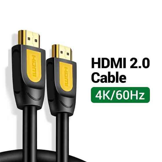 Кабель HDMI M - M, 1.0 м, V2.0 Round Cable 4K, HD101 UGREEN Чорний+Жовтий Винница