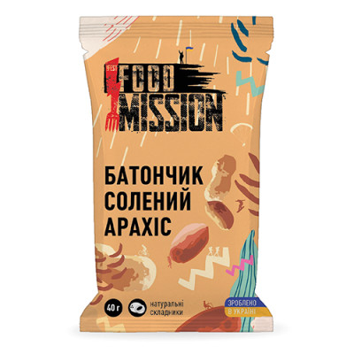 Батончик Food Mission Соленый арахис 40 г (fm.30641) Винница - изображение 1