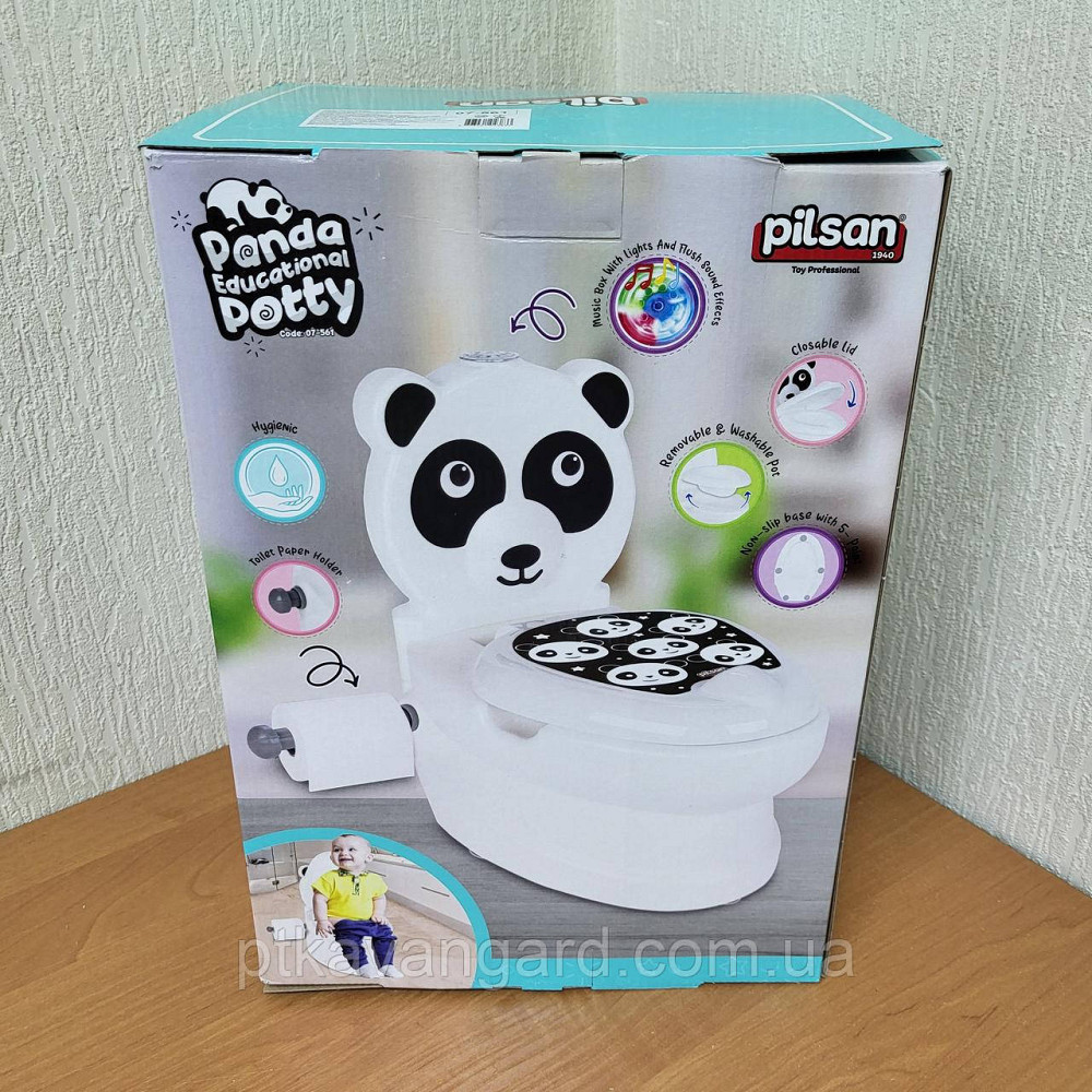 Дитячий навчальний горщик унітаз Панда, від 18 місяців, звук зливу, спинка, горщик знімний, Pilsan 07-561 Хмельницький - фото 6