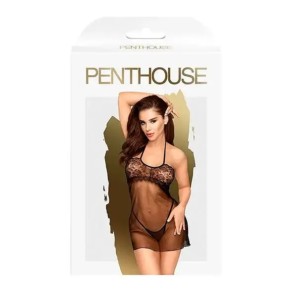Приталена сорочка-сітка зі стрінгами Penthouse - All Yours Black S/M Львів - фото 3