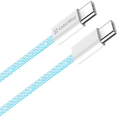 Дата кабель USB-C to USB-C 1.0m 60W 3.0А blue ColorWay (CW-CBPDCC061-BL) Вінниця - фото 6