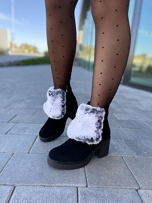 Без бренда Черевики жіночі D and V чорний/сірий натуральна замша зима висота 12см каблук 7см (6 Коломия - фото 8