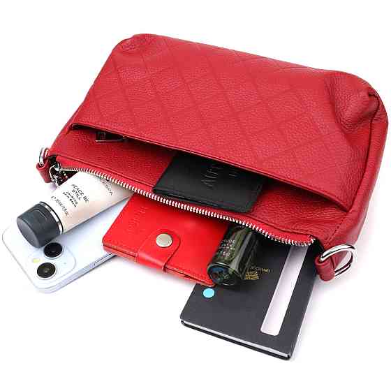 Жіноча шкіряна сумка з двома зручними ремінцями Vintage 22927 Червоний Київ