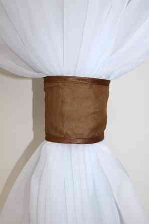 Кухонная занавеска VR-Textil № 114к ламбрекен и тюль белый с коричневым и золотистым 280х170 см (52-0556) Киев