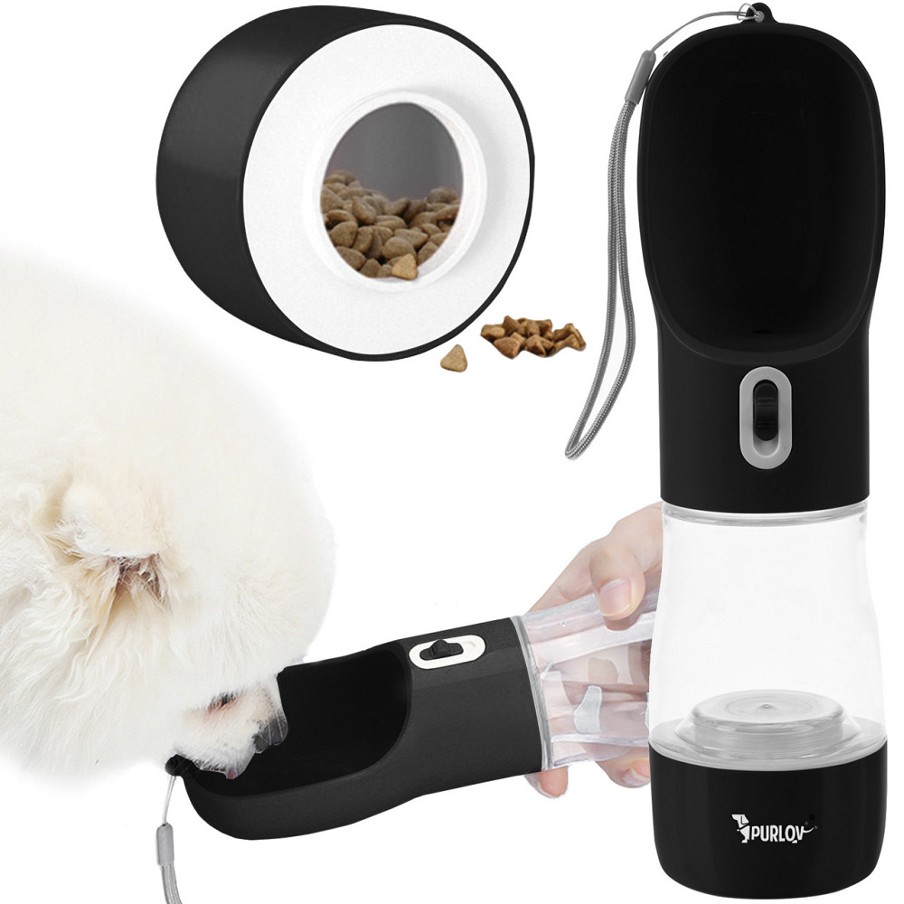 Пляшечка з мискою для тварин для води 200 мл та їжі 100 мл Purlov (21033) Нововолинськ - фото 1