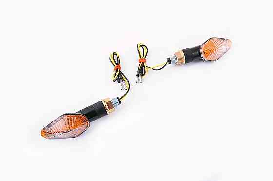 Повороты диодные мини (пара) кристалловидные (черные, желтое стекло, 9 диодов) Мукачево