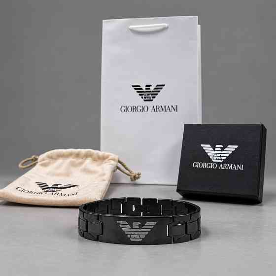 Мужской черный браслет Armani из нержавеющей стали ( 20118) Киев