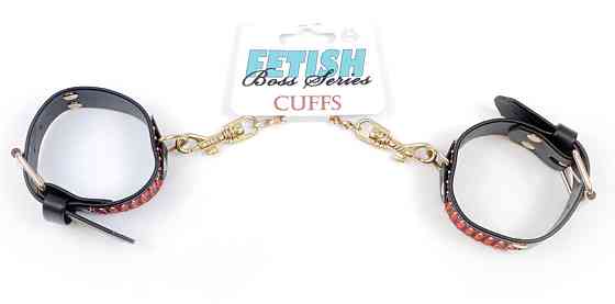 Наручники зі штучної шкіри з кристалами Fetish Boss Series - Handcuffs with cristals Red, BS3300109 Sex Aura Київ