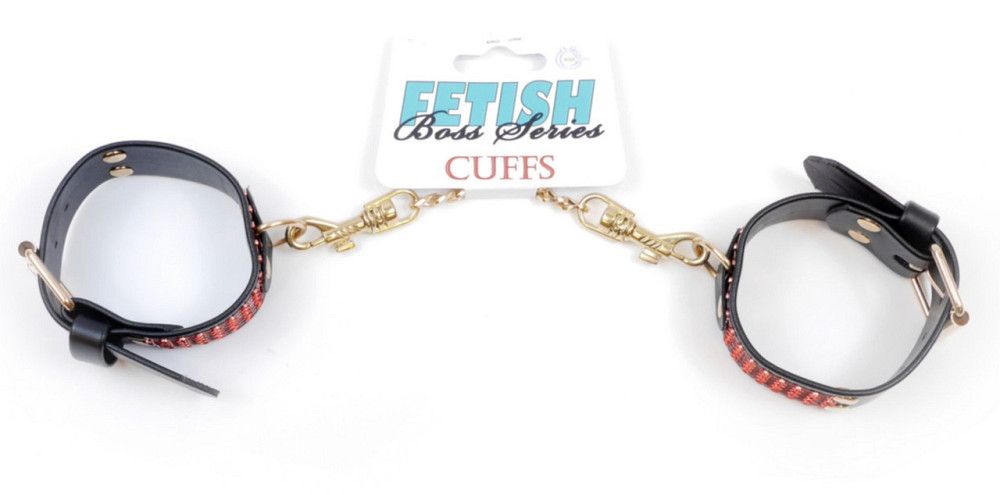 Наручники зі штучної шкіри з кристалами Fetish Boss Series - Handcuffs with cristals Red, BS3300109 Sex Aura Київ - фото 6