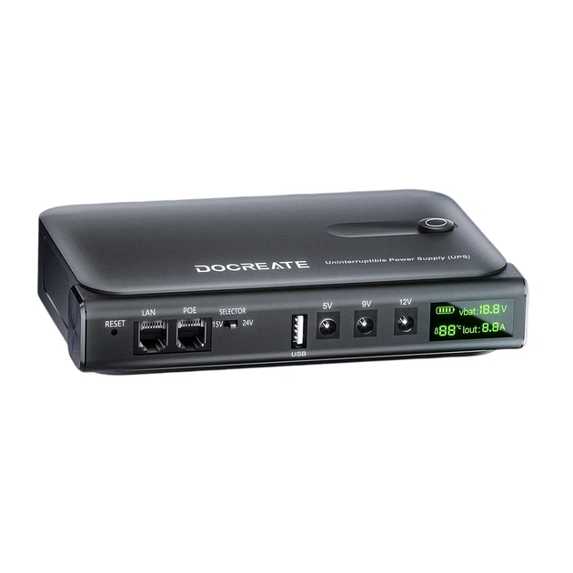 Повербанк для роутеров Doocreate DC1036L-36W (4x18650) 5V 9V 12V USB POE (15/24V) + LCD 12000мА Киев - изображение 1