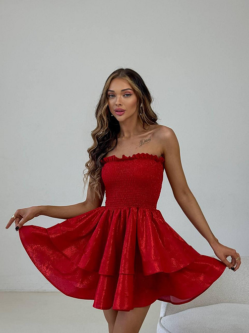 Женское романтическое праздничное платье люрекс диско Красный Одесса - изображение 1