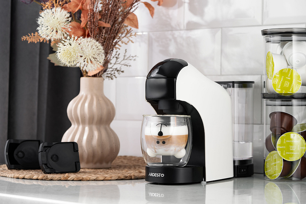 Кавоварка ARDESTO 3в1, 0.9л, капсули Nespresso, Nescafe Dolce Gusto, мелена кава, сенсорне керування, білий Київ - фото 9