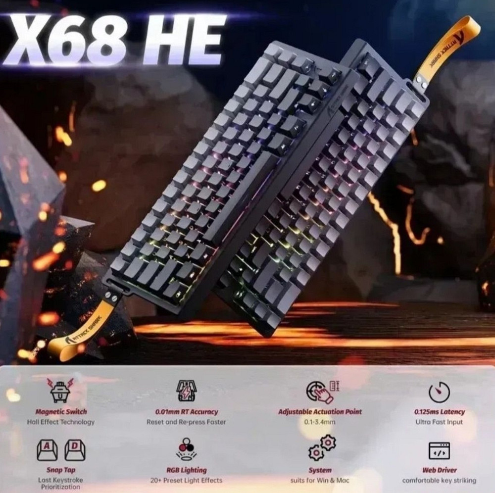 New‼️Клавіатура магнітна Attack Shark X68 he‼️Top Харків - фото 2