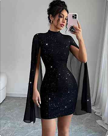 Женская привлекательная праздничная мини-платье со свободными рукавами люрекс 46/48 Одесса