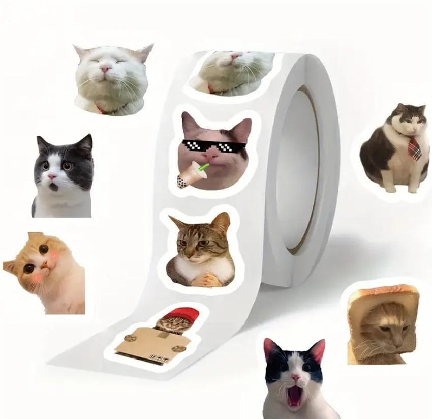 Стикеры с котами. Водонепроницаемые виниловые эстетические наклейки, набор 500 штук. Киев - изображение 1